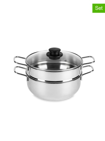 Trendy Kitchen by EXCÉLSA 3-częściowy zestaw "Cottura Eco" w kolorze srebrno-czarnym