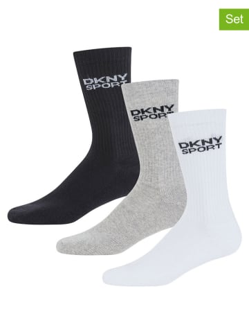 DKNY Skarpety (3 pary) w kolorze biało-czarno-szarym