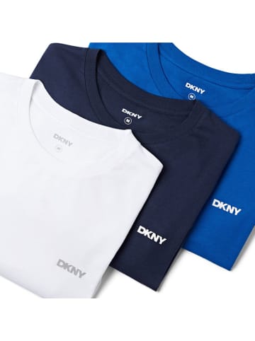 DKNY Koszulki (3 szt.) w kolorze granatowo-biało-niebieskim