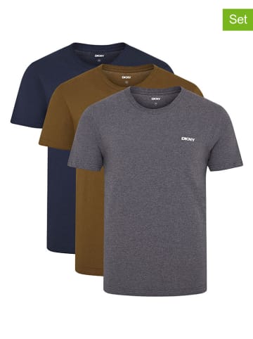 DKNY 3er-Set: Shirts in Dunkelblau/ Grau