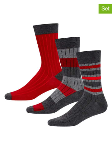DKNY 3er-Set: Socken in Rot/ Grau