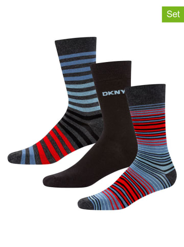 DKNY Skarpety (3 pary) w kolorze czerwono-szaro-czarnym