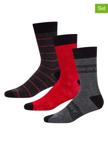 DKNY Skarpety (3 pary) w kolorze czerwono-szaro-czarnym