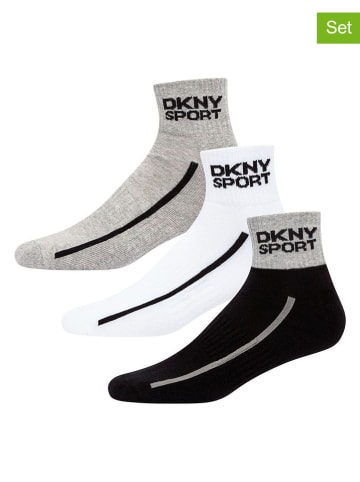 DKNY Skarpety (3 pary) w kolorze czarno-biało-szarym