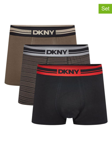 DKNY Bokserki (3 pary) w kolorze czarno-oliwkowym