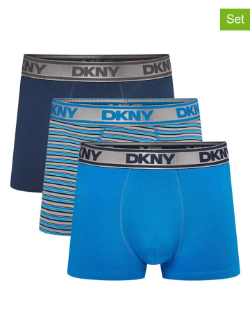 DKNY 3er-Set: Boxershorts in Blau/ Dunkelblau/ Hellblau