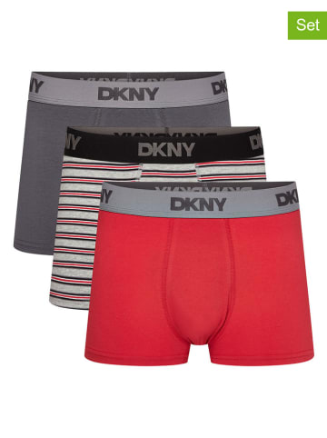 DKNY Bokserki (3 pary) w kolorze szaro-czerwonym