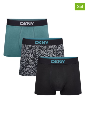 DKNY Bokserki (3 pary) w kolorze turkusowo-czarnym