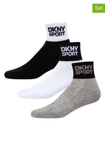DKNY Skarpety (3 pary) w kolorze biało-czarno-szarym
