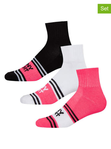 DKNY Skarpety (3 pary) w kolorze biało-różowo-czarnym