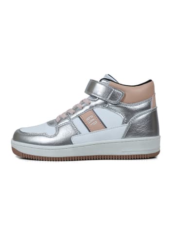 GAP Sneakersy "Boston Mid II" w kolorze beżowo-srebrno-białym