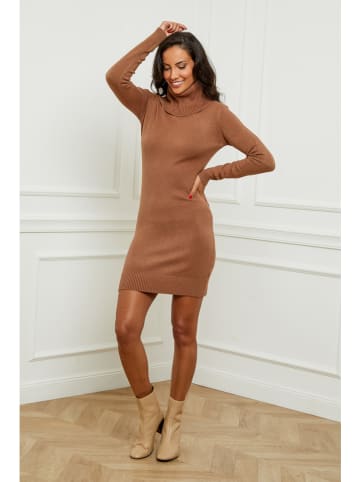 Soft Cashmere Strickkleid in Hellbraun