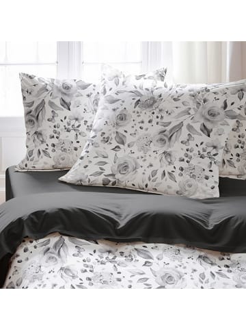 Pierre Cardin Perkal-Kissenhülle in Anthrazit/ Silber