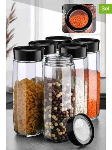 Violeta Home 6er-Set: Vorratsgläser in Schwarz - 1,6 l