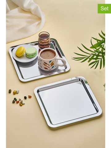 Violeta Home 6er-Set: Tabletts in Silber - (L)22 x (B)22 cm