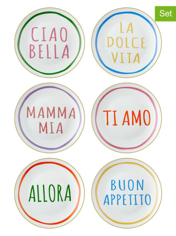 Violeta Home 6-delige set: dessertborden wit/meerkleurig - Ø 20 cm