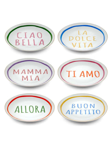 Violeta Home Talerzyki deserowe (6 szt.) w kolorze białym ze wzorem - Ø 20 cm