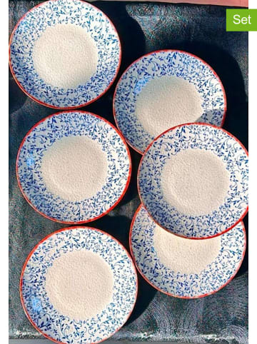 Violeta Home 6er-Set: Servierteller in Weiß/ Blau - Ø 25 cm