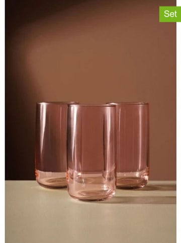 Violeta Home 3-delige set: glazen lichtroze - 365 ml