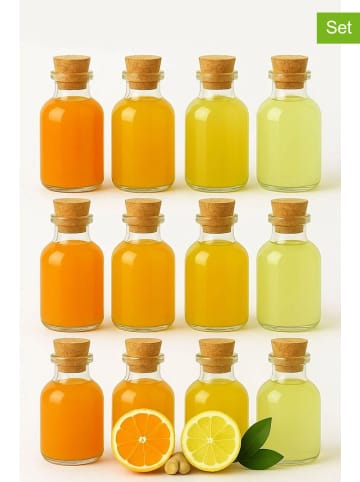 Violeta Home 12-delige set: glazen flessen transparant/lichtbruin - 50 ml