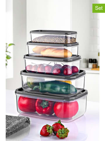 Violeta Home 5-delige set: vershouddozen transparant/antraciet