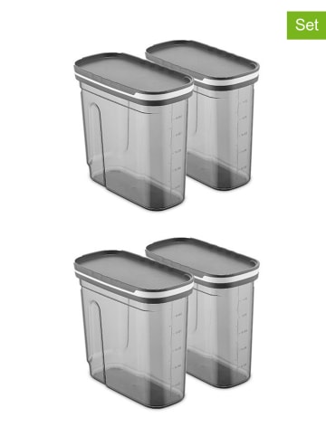 Violeta Home 4-delige set: voorraadpotten grijs - 1,8 l