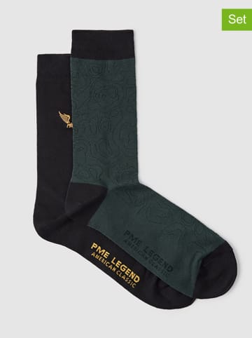 PME Legend 2er-Set: Socken in Schwarz/ Grün