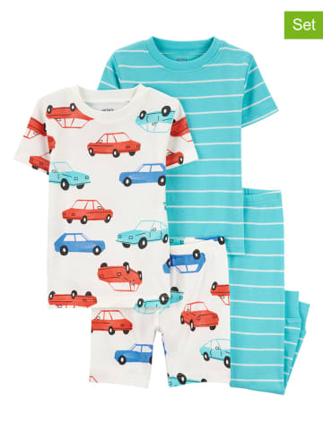 carter's 2er-Set: Pyjamas in Weiß/ Bunt/ Türkis