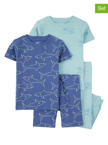 carter's 2er-Set: Pyjamas in Blau/ Türkis
