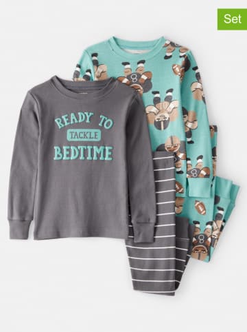carter's 2er-Set: Pyjamas in Grau/ Cyan