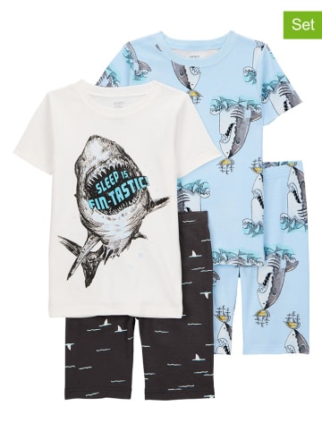 carter's 2er-Set: Pyjamas in Hellblau/ Weiß