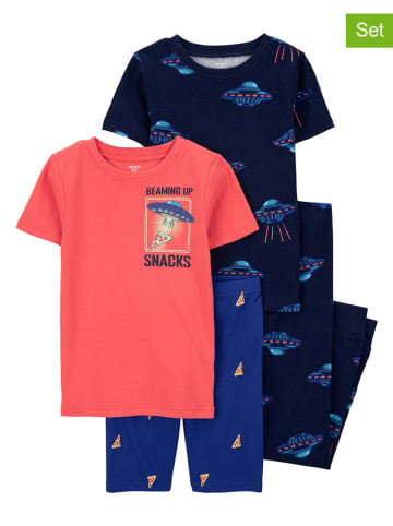 carter's 2er-Set: Pyjamas in Orange/ Dunkelblau