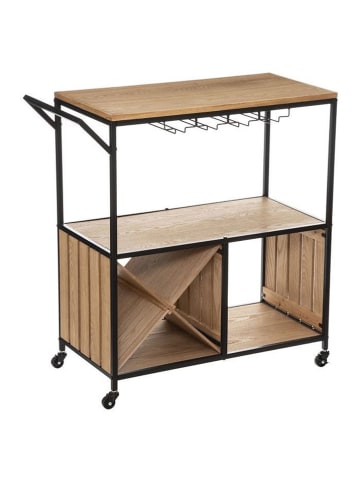 WellHome Wein- & Glasregal in Hellbraun/ Schwarz - (B)84,5 x (H)87,5 x (T)39,2 cm