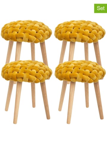 WellHome 4-delige set: krukken geel - (H)43 x Ø 39 cm