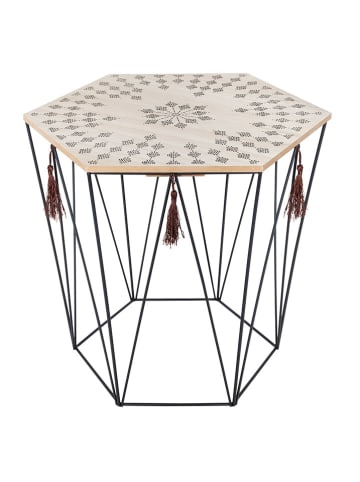 WellHome Bijzettafel "Kumi" zwart/beige - (B)40 x (H)38 x (D)43 cm