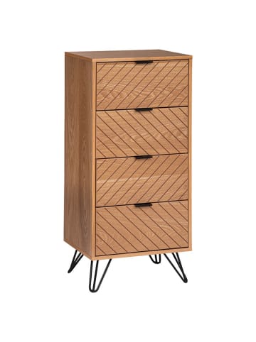 WellHome Kommode ''Naomi'' in Hellbraun - (B)48 x (H)106 x (T)34 cm