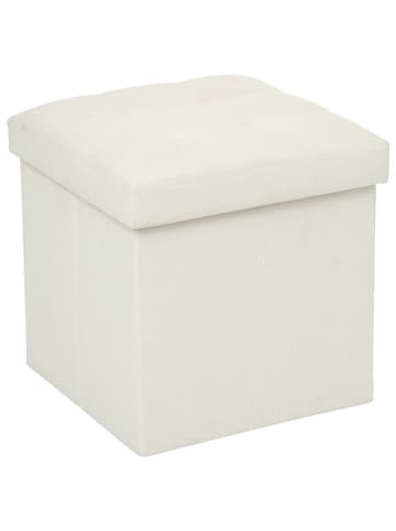 WellHome Opbergpoef wit - (B)38 x (H)38 x (D)38 cm