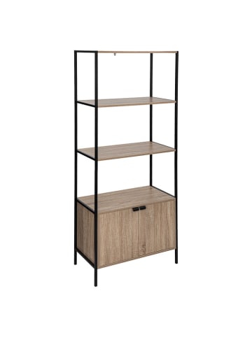 WellHome Stanregal in Schwarz/ Hellbraun - (B)68 x (H)176 x (T)35 cm