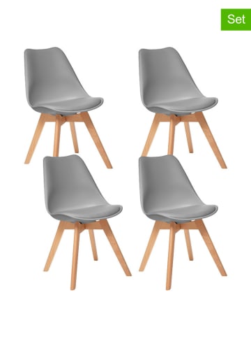 WellHome 4er-Set: Esszimmerstühle in Grau - (B)52,5 x (H)82,5 x (T)48 cm