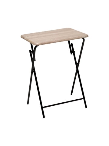 WellHome Beistelltisch in Schwarz/ Beige - (B)48 x (H)64 x (T)38 cm