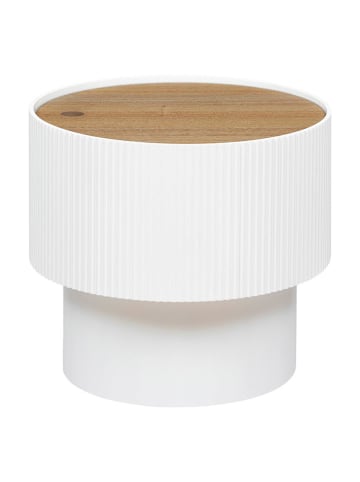 WellHome Bijzettafel wit/lichtbruin - (H)35 x Ø 38,5 cm