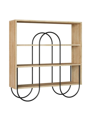 WellHome Standregal in Beige/ Schwarz - (B)96 x (H)99 x (T)25,5 cm