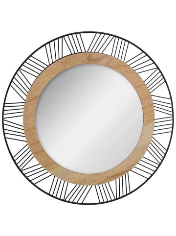 WellHome Spiegel in Schwarz/ Natur - Ø 45 cm