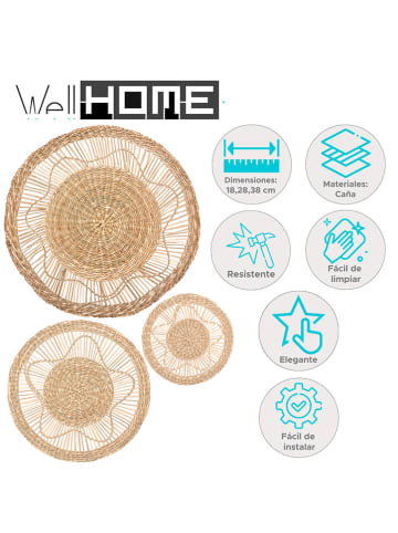 WellHome 3-delige set: wanddecoratie beige