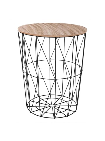 WellHome Beistelltisch in Schwarz/ Beige - (H)57 x Ø 47 cm