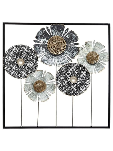 WellHome Wanddecoratie zwart/crème/goudkleurig - (L)50 x (B)50 cm