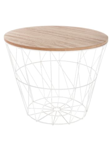 WellHome Beistelltisch in Weiß/ Beige - (H)30,5 x Ø 38 cm
