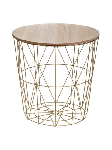 WellHome Bijzettafel goudkleurig/beige - (H)41 x Ø 40 cm