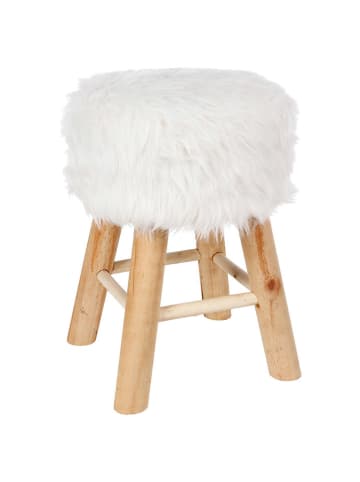 WellHome Kruk beige/wit - (H)42 x Ø 30 cm