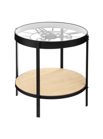 WellHome Bijzettafel zwart/beige - (H)49 x Ø 51 cm